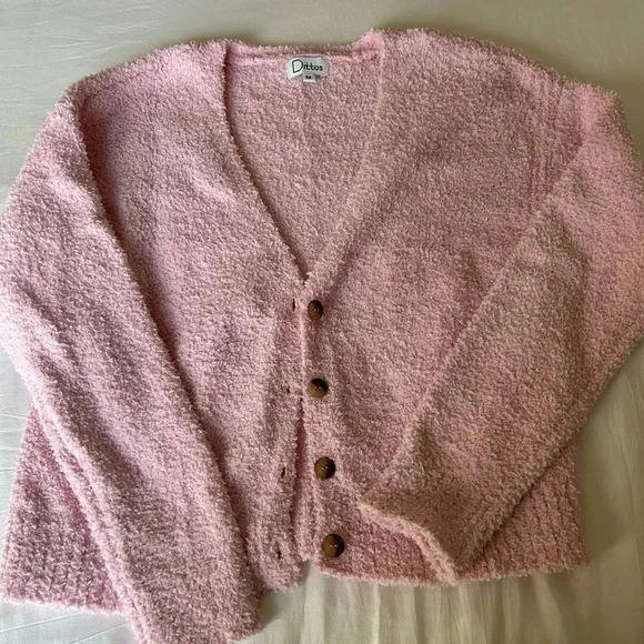 Dittos Bubblegum Pink Popcorn Cardigan - M - Picture 1 of 2